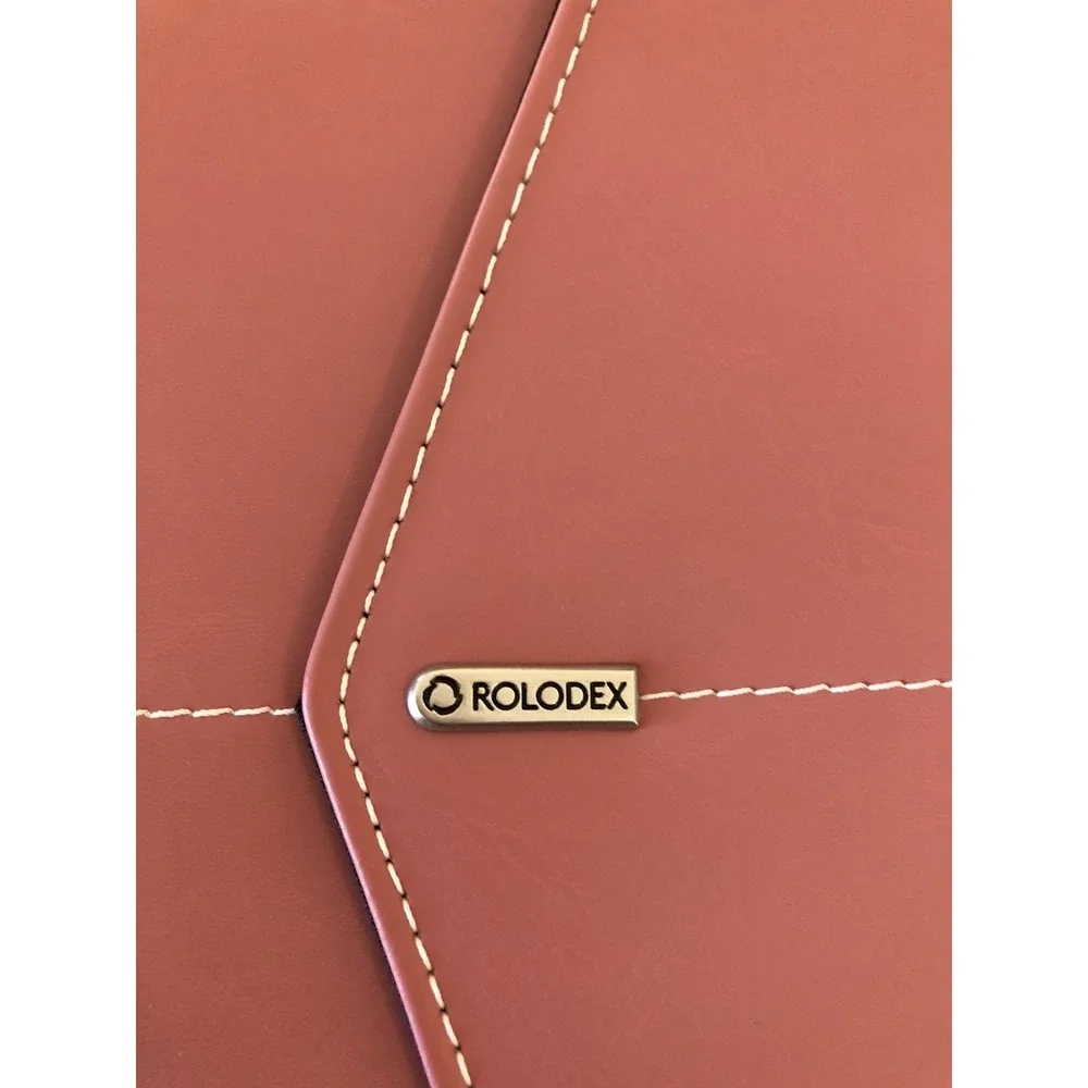 Rolodex Padfolio Womens Pink Faux Leather Snap Pockets Organizer Notebook